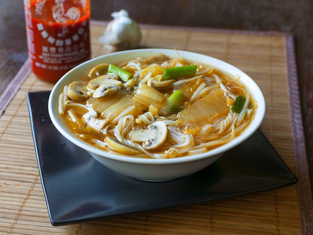 Tofu and Kimchi Noodle Soup