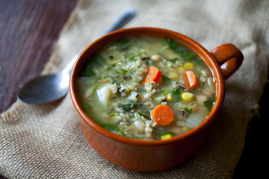 Turkey Sausage Soup with White Beans and Wild Rice