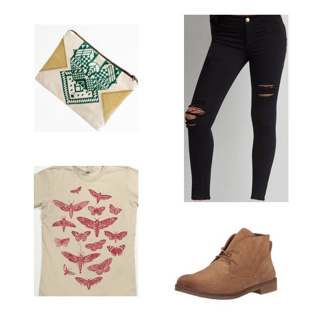 Moth shirt & Ripped Jeans