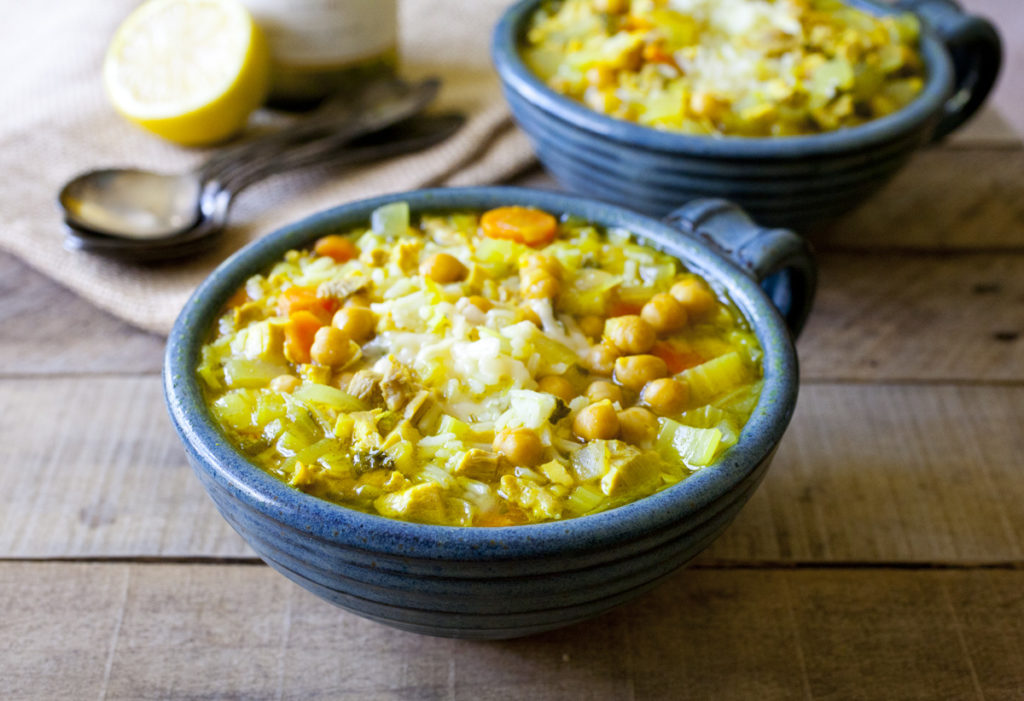 Lemon Chicken & Rice Soup with Chickpeas